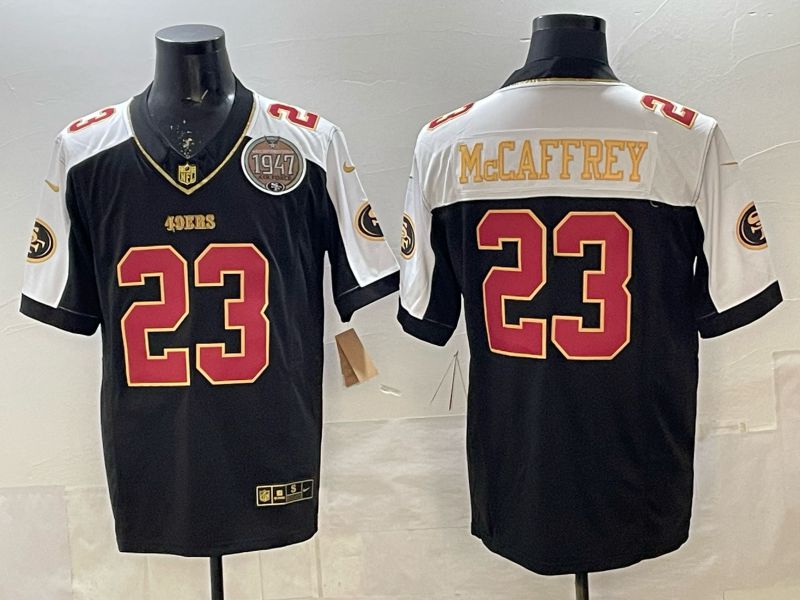 Men 2026 Nike San Francisco 49ers #23 Mccaffrey Black 3th generation Thorwback Limited NFL Jersey 08